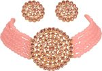 Touchstone Indian Bollywood Traditional Rhinestone Kundan Polki Faux Pearls Colorful Beads Strings Designer Jewelry Choker Necklace Set in Antique and Gold Tone for Women.